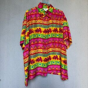 Colorful Button Down Shirt 💯 % Silk